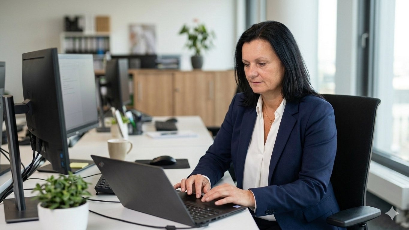 Lenka Lesová v kanceláři